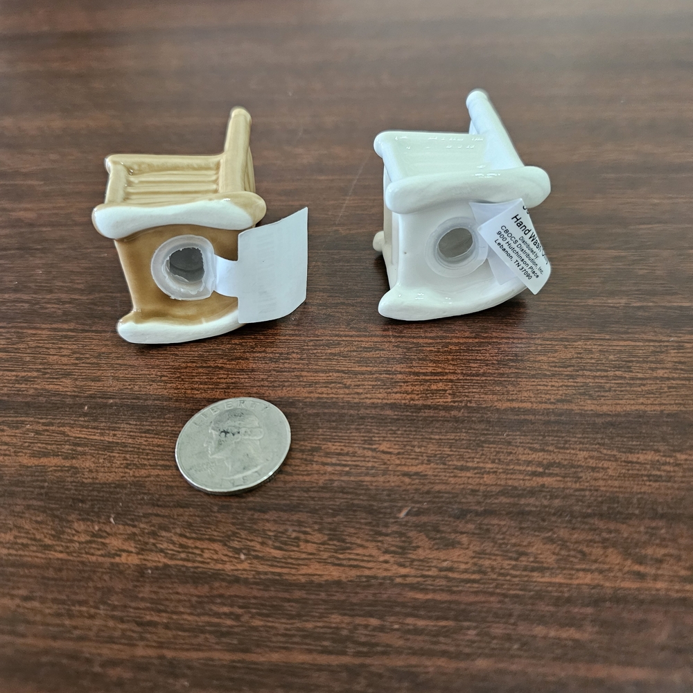 Miniature Rocking Chair Salt and Pepper Shakers - Tan and White - Picture 2 of 4